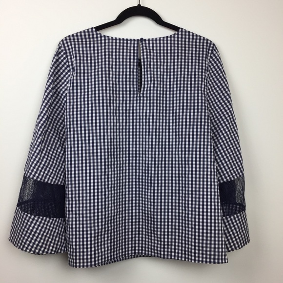 Chelsea28 Nordstrom Blue Gingham Lace Bell Sleeves - Picture 7 of 7